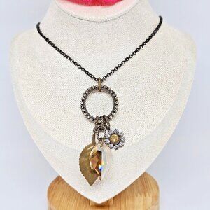 Liz Palacios S.F. Brass Crystal Charm Pendant Chain Necklace LizPalacios